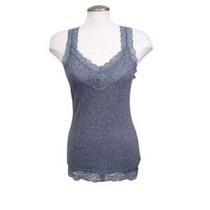 Vintage Mossimo Tank Top Lace Trim Y2K Long Gray Size Large Cotton Blend Layer